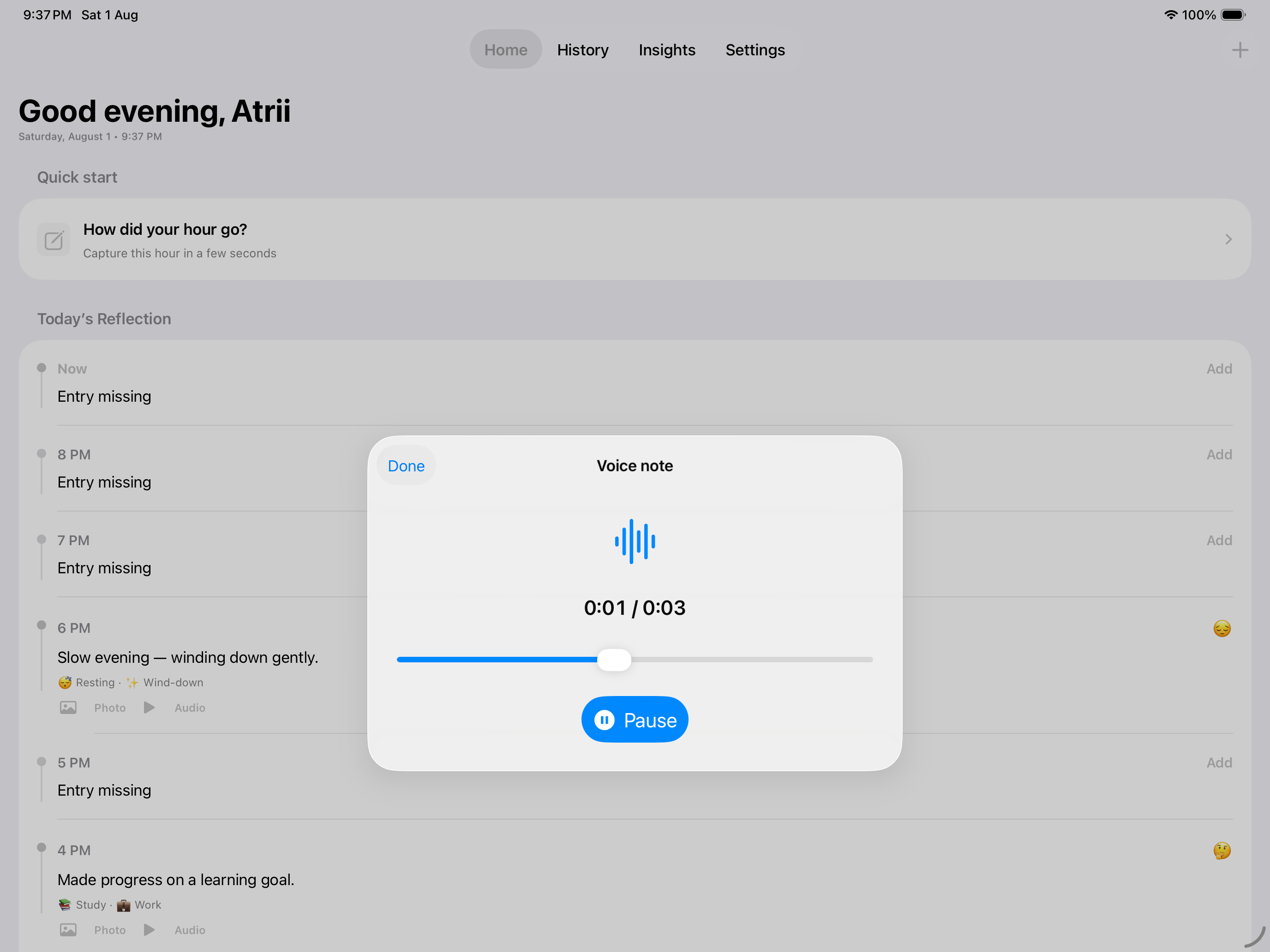 iPad voice note
